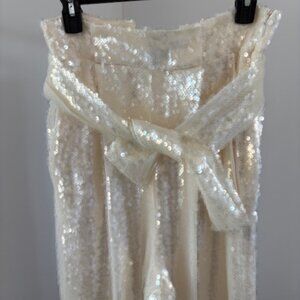 Sally LaPointe Sequin Belted High-Wasted Pants